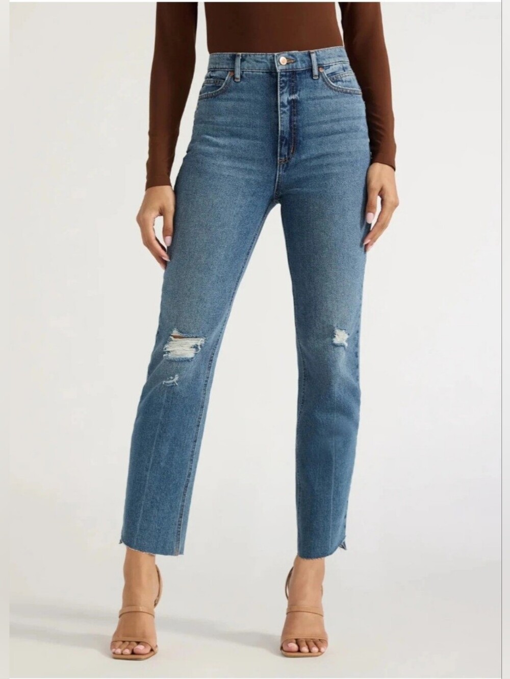 sofia by sofia vergara Distressed Straight Leg Jeans - Blue